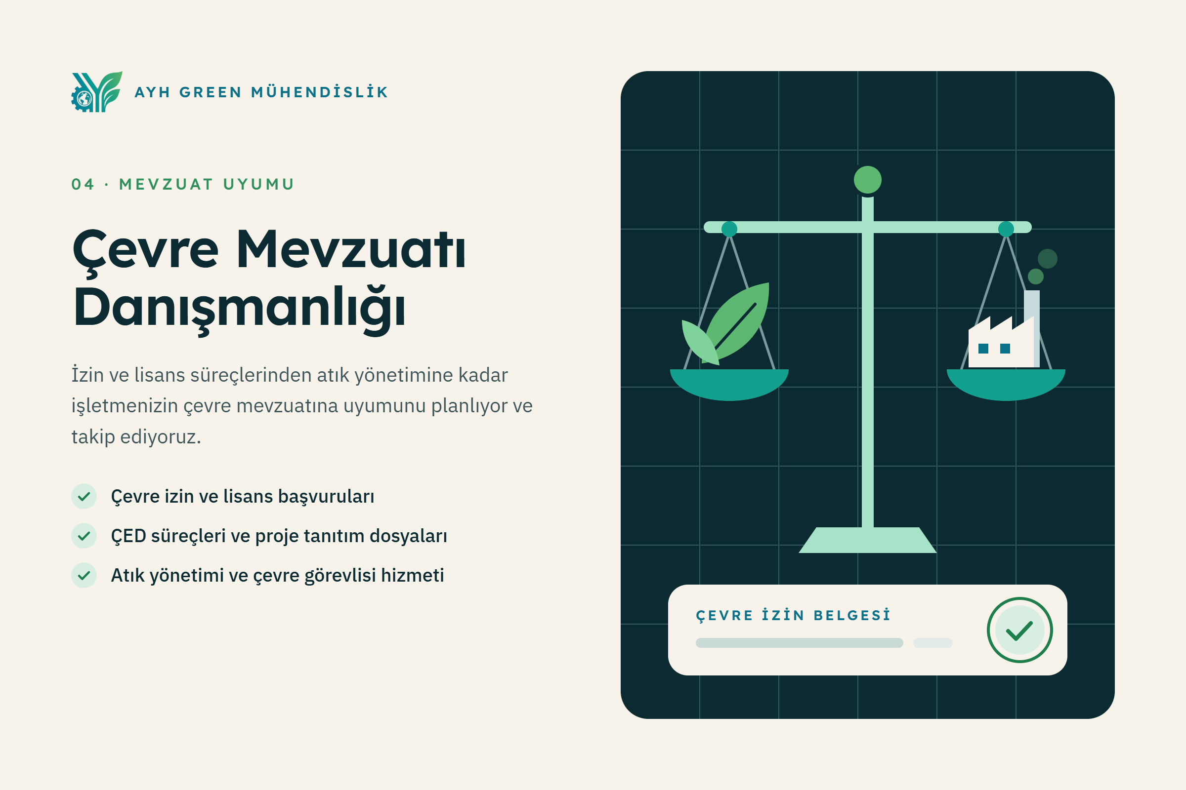 Çevre mevzuatı danışmanlığını anlatan AYH GREEN görseli