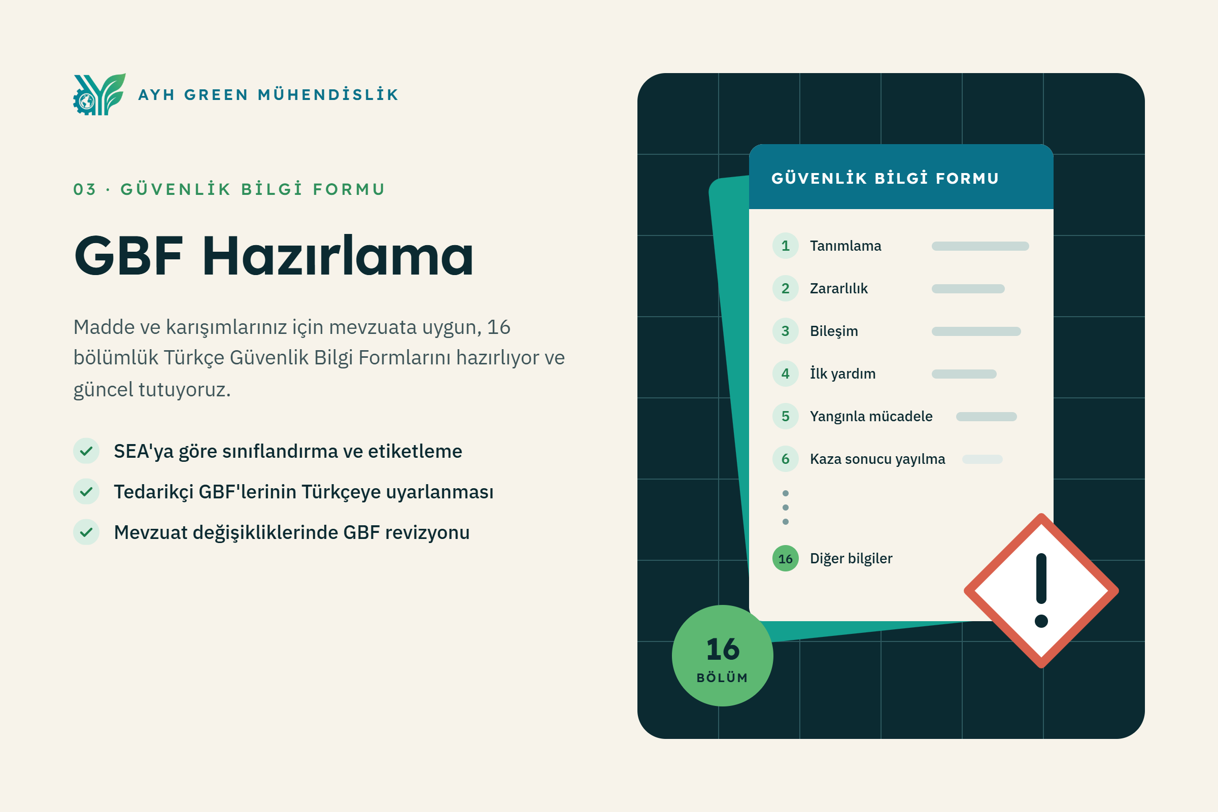 Güvenlik Bilgi Formu, GBF hazırlama ve 16 bölüm düzeni